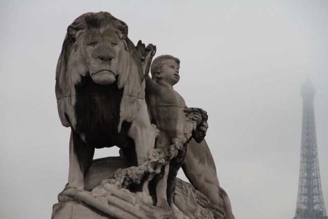 Eiffel Tower and Statue