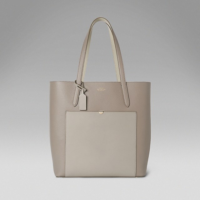 smythson panama grey tote