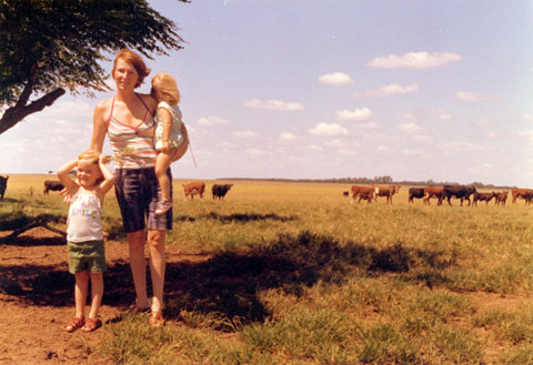 Sandra is holding on to her hair, as the wind howled across the pampa